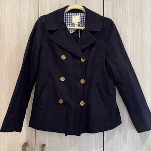 SPRING SALE J.Crew Navy‎ Cotton Canvas Pea Coat 6 Double-Breasted Classic